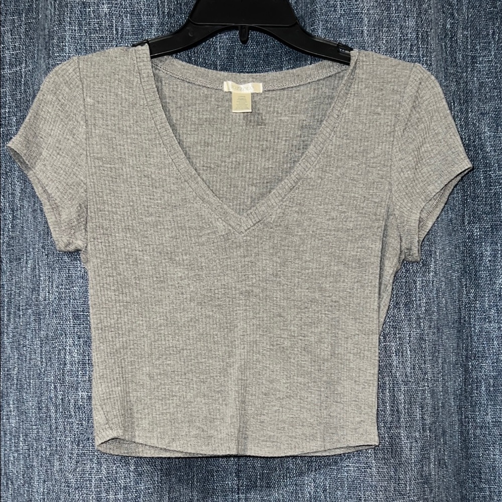 Bozzolo Gray Fitted Crop T-Shirt